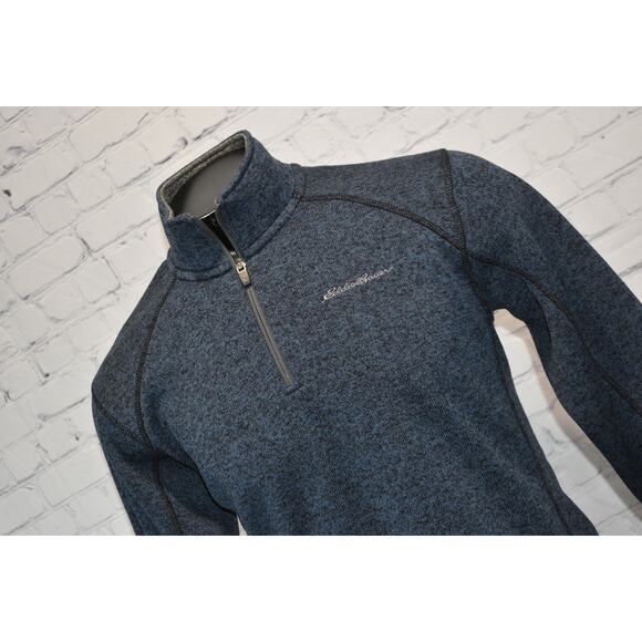 Eddie Bauer Mens Size Large Fleece Shirt Pullover 1/4 Zip Blue Performance - Picture 1 of 6